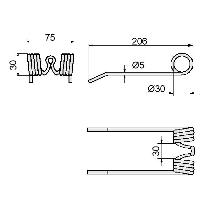 Pick-up-Zinken 206 x 75 x 5,0 mm