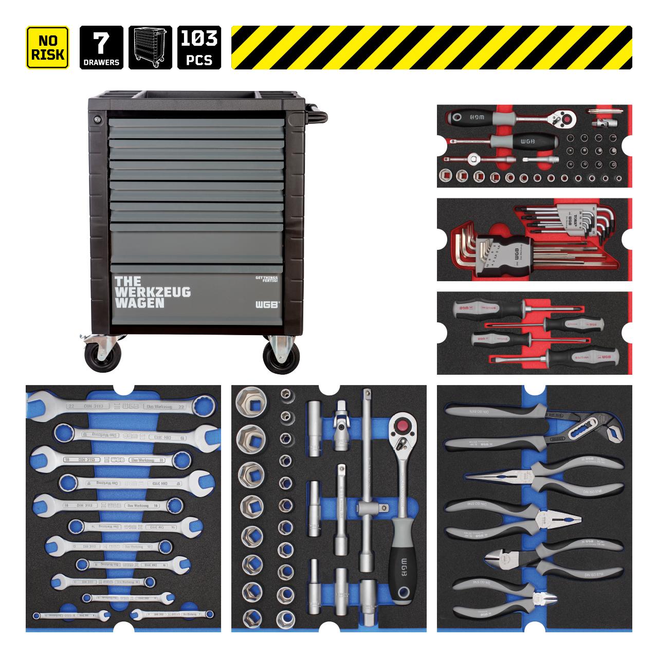 WGB Werkstattwagen 103-tlg. mit 7 Schubladen