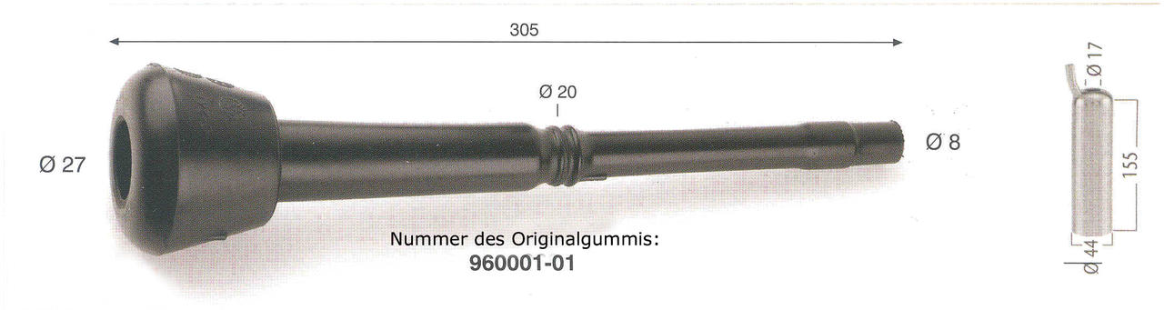 WAHL-Hausmarke Zitzengummi passt für DeLaval lang 01-01