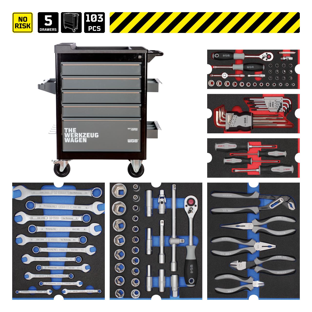 WGB Werkstattwagen 103-tlg. mit 5 Schubladen