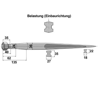 Frontladerzinken 1100 mm - Durchm: 36 mm