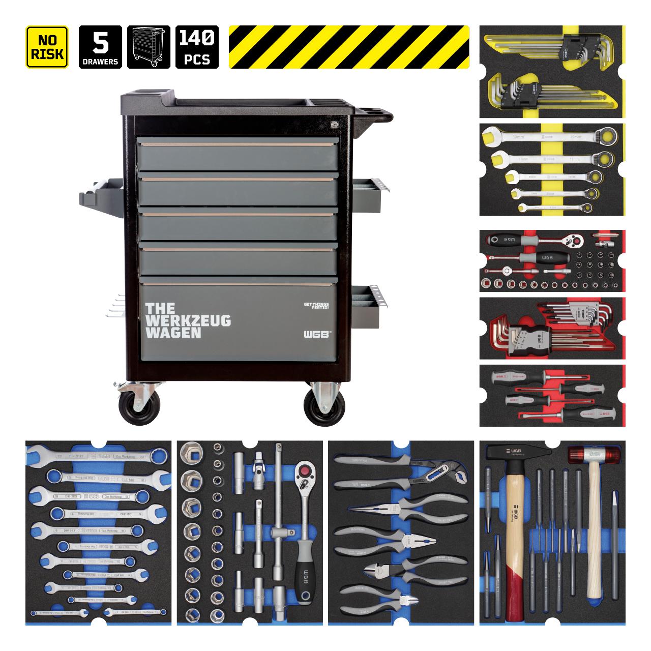 WGB Werkstattwagen 140-tlg. mit 5 Schubladen