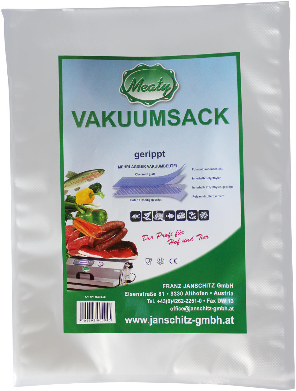 Meaty Vakuumsack 30 x 40 cm, gerippt, 50 Stück