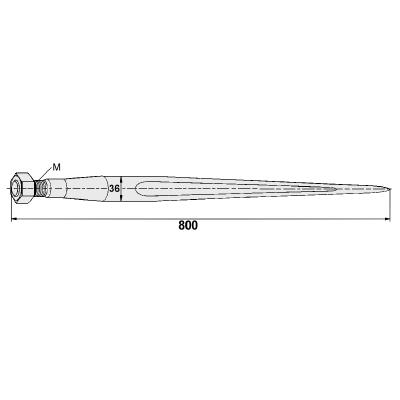 Frontladerzinken 800 mm - Durchm: 36 mm